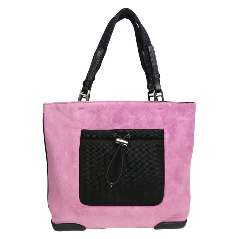 Prada Pink Suede Handbag For Sale at 1stdibs