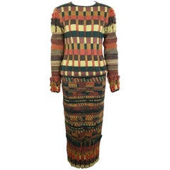 Vintage Christian Lacroix Colour Blocked Knitted Sweater and Skirt Ensemble