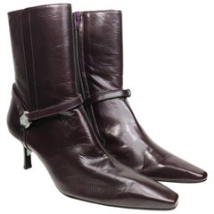 Chanel Burgundy Leather Ankle Boots