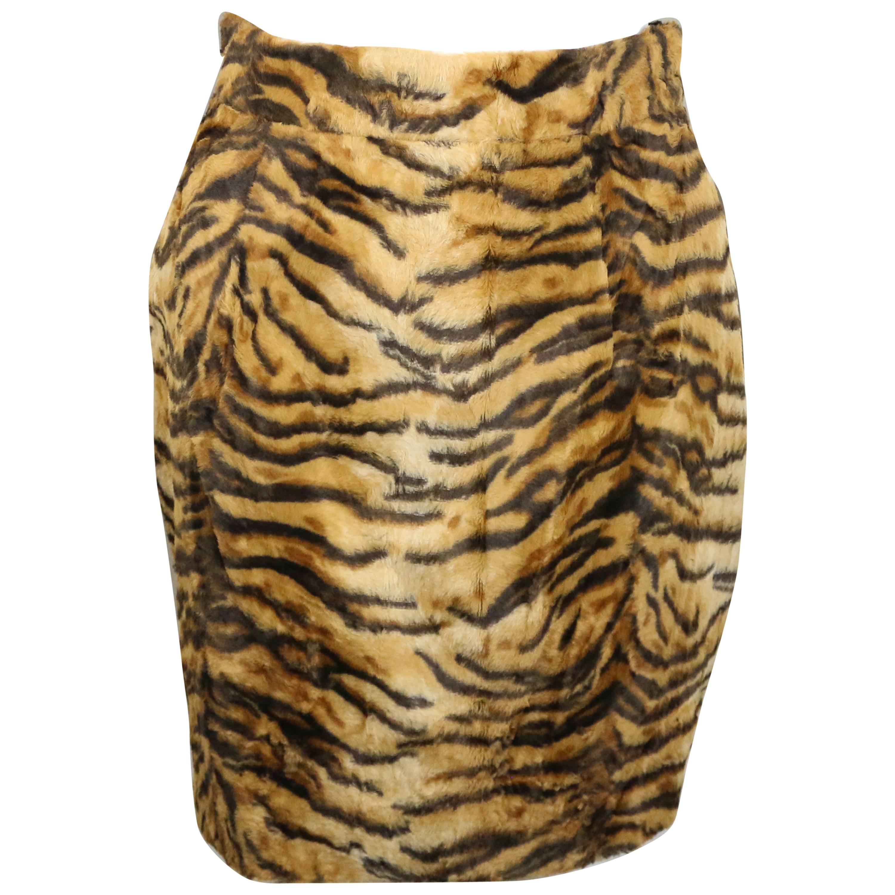 Gemma Kahng Leopard Faux Fur Skirt