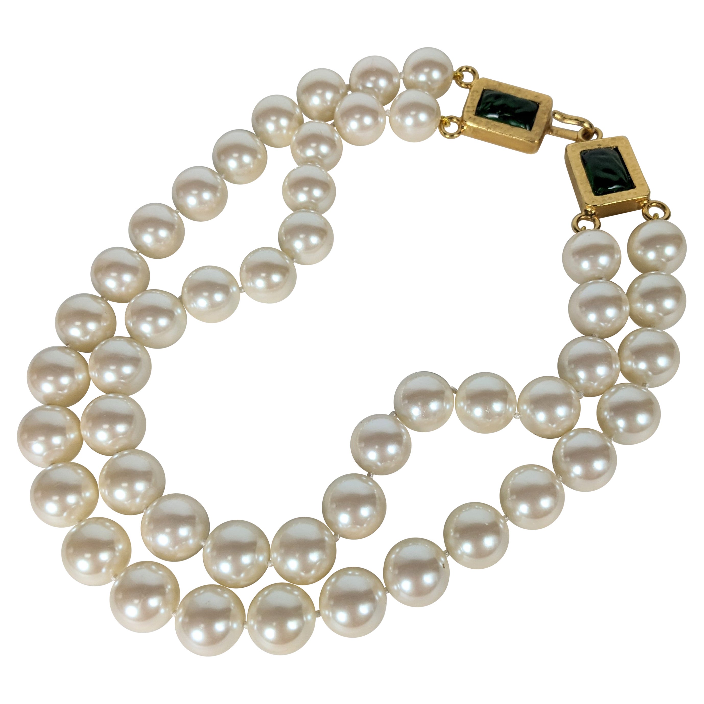 Massive Chanel Doppelreihige Maison Gripoix Perlenkette