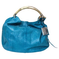 Ralph Lauren Turquoise Python Arm and Shoulder Bag With Bone LIke Top Handle