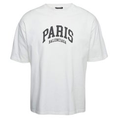 Balenciaga White Logo Print Cotton Half Sleeve T-Shirt S