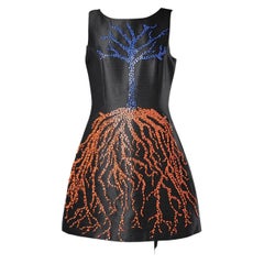 Black cocktail dress with tree and roots beads embroideries Osman Yousefzada 