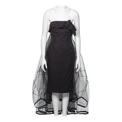 Louis Vuitton by Marc Jacobs Schwarzes trägerloses Kleid aus Wolle mit Petticoat aus Wolle, H/W 2008