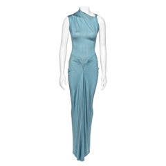 Vintage Christian Dior by John Galliano Powder Blue Silk Jersey Evening Dress, ss 2000