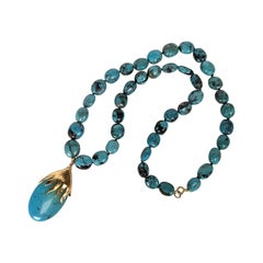 Retro Yves Saint Laurent Rive Gauche Turquoise Matrix Pendant, Goossens