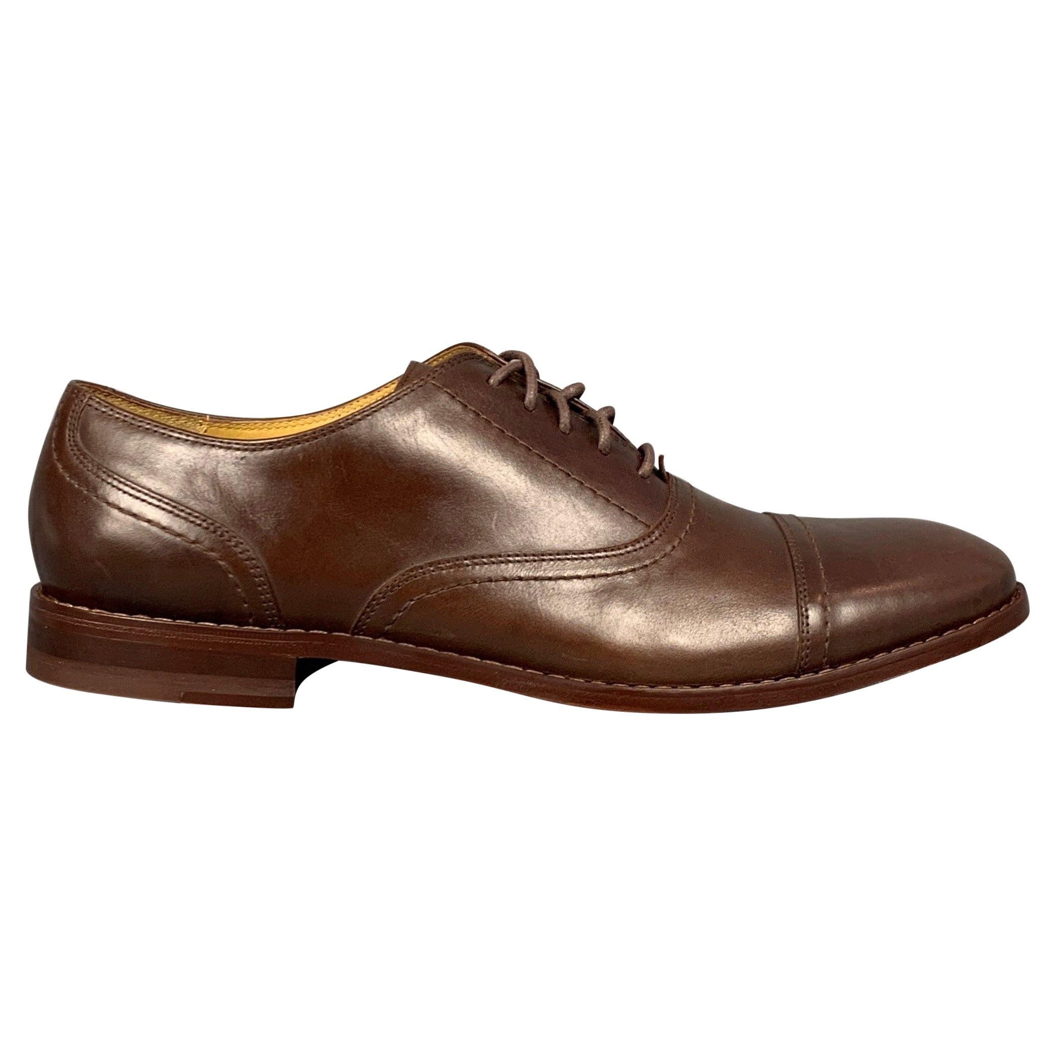 MICHAEL BASTIAN Size 10 Brown Leather Cap Toe Lace Up Shoes For Sale