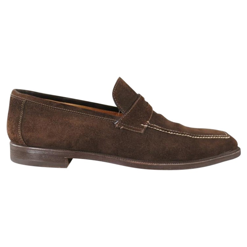SUTOR MANTELLASSI Size 8 Brown Suede Penny Loafers For Sale