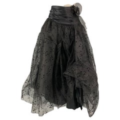 FAITH CONNEXION Size 6 Black Viscose Stars Long Skirt