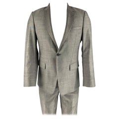 Used EMPORIO ARMANI Size 36 Grey Solid Wool Silk Peak Lapel  Suit