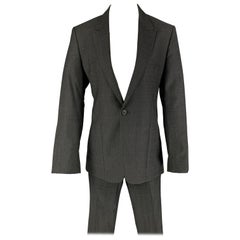 Used EMPORIO ARMANI Size 36 Charcoal Wool Peak Lapel Suit