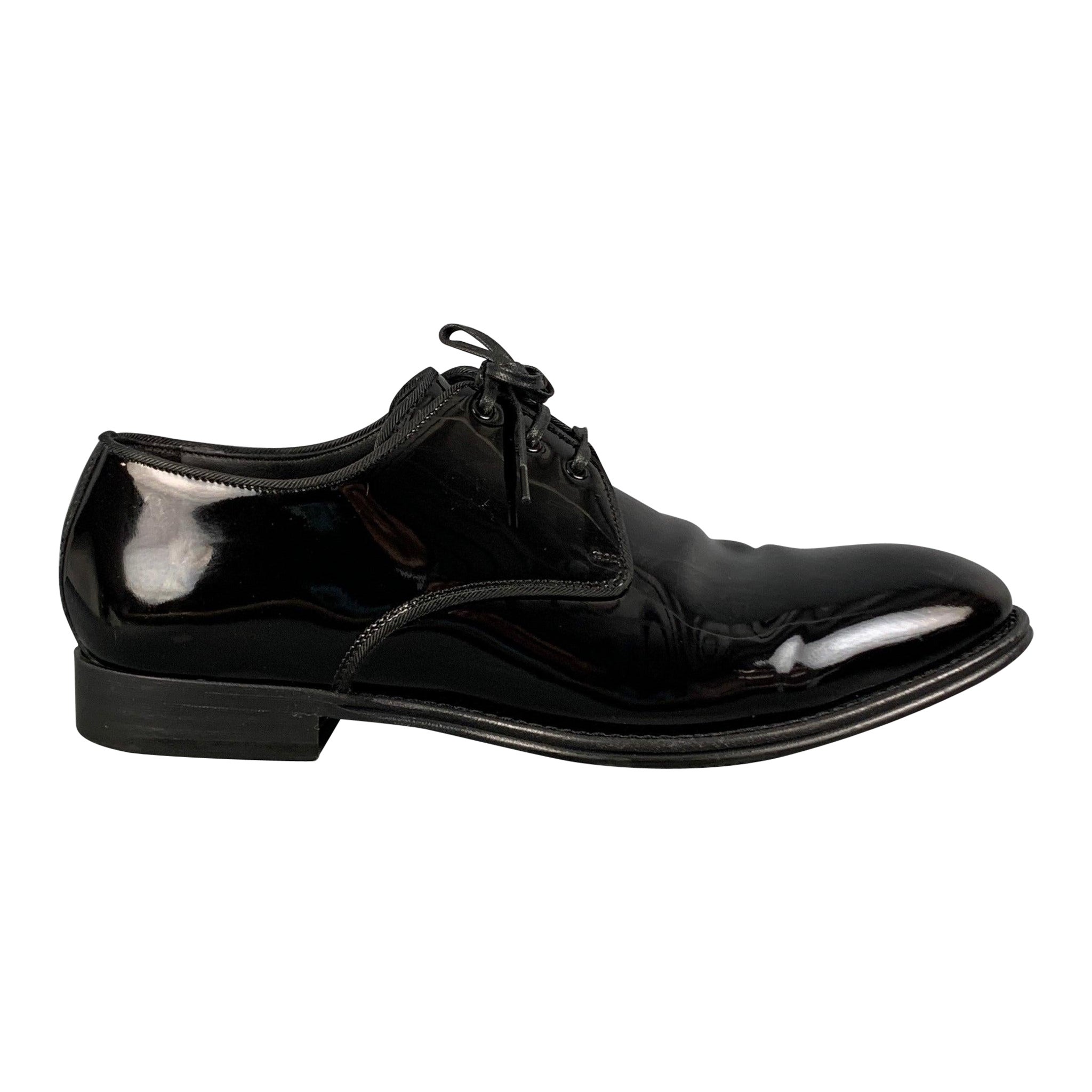DOLCE & GABBANA Size 7.5 Black Lace Up Shoes For Sale