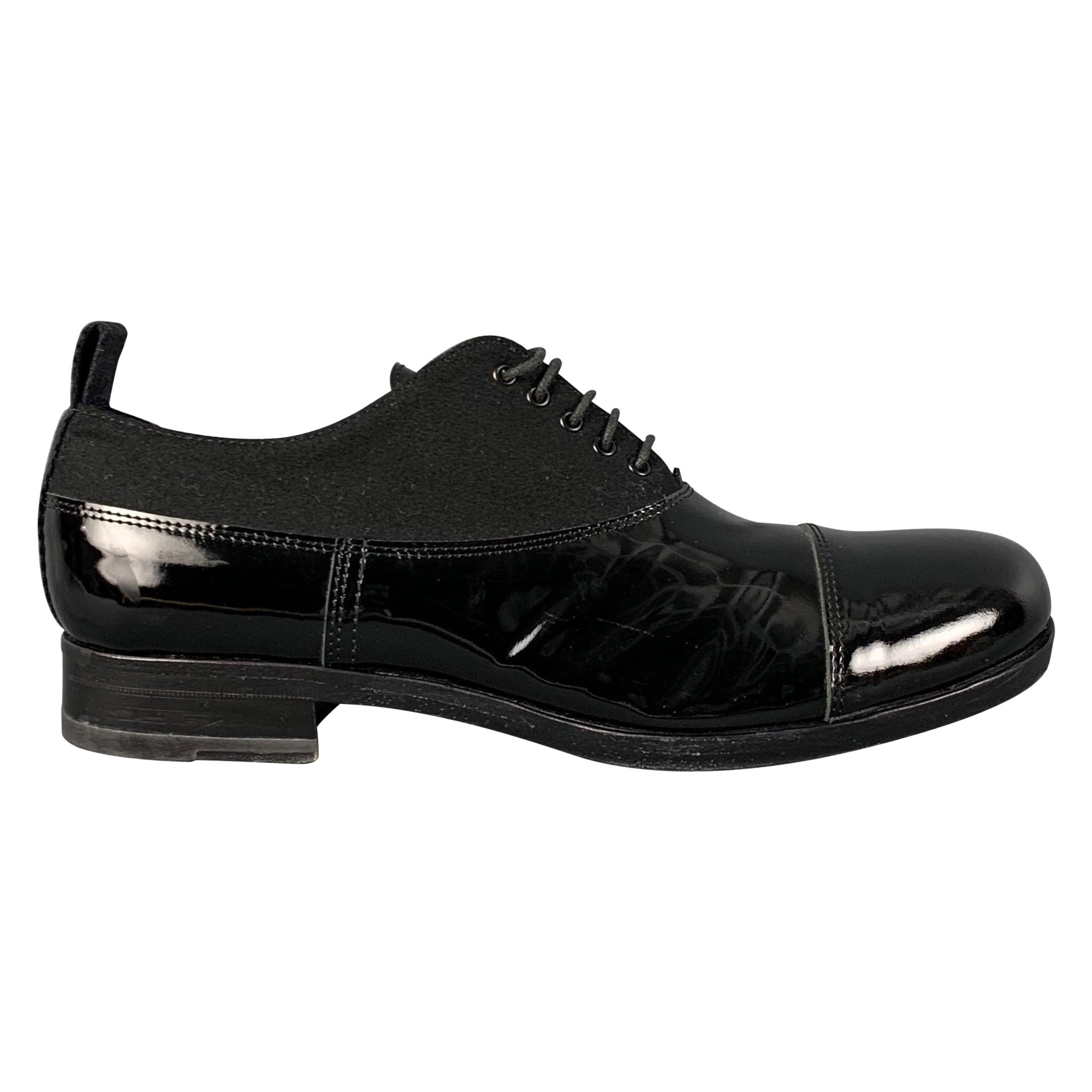 MIU MIU Size 9 Black Mixed Materials Leather Shoes For Sale