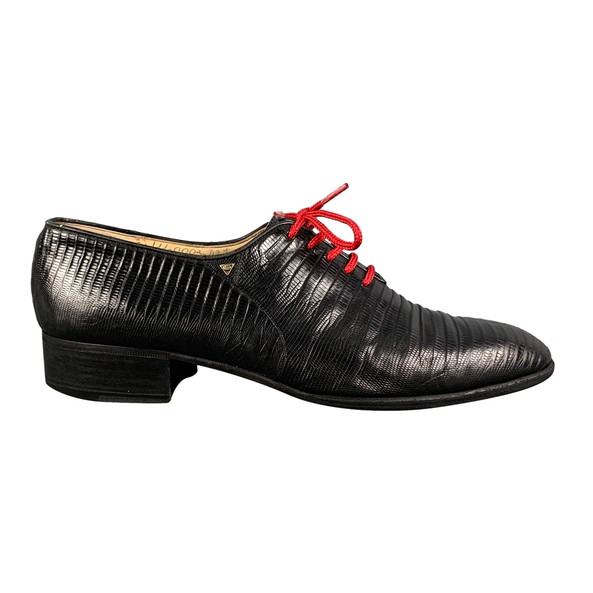GUCCI Size 9.5 Black Lace Up Shoes For Sale