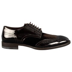 DSQUARED2 - Chaussures marron à lacets en velours et matériaux mélangés, taille 9
