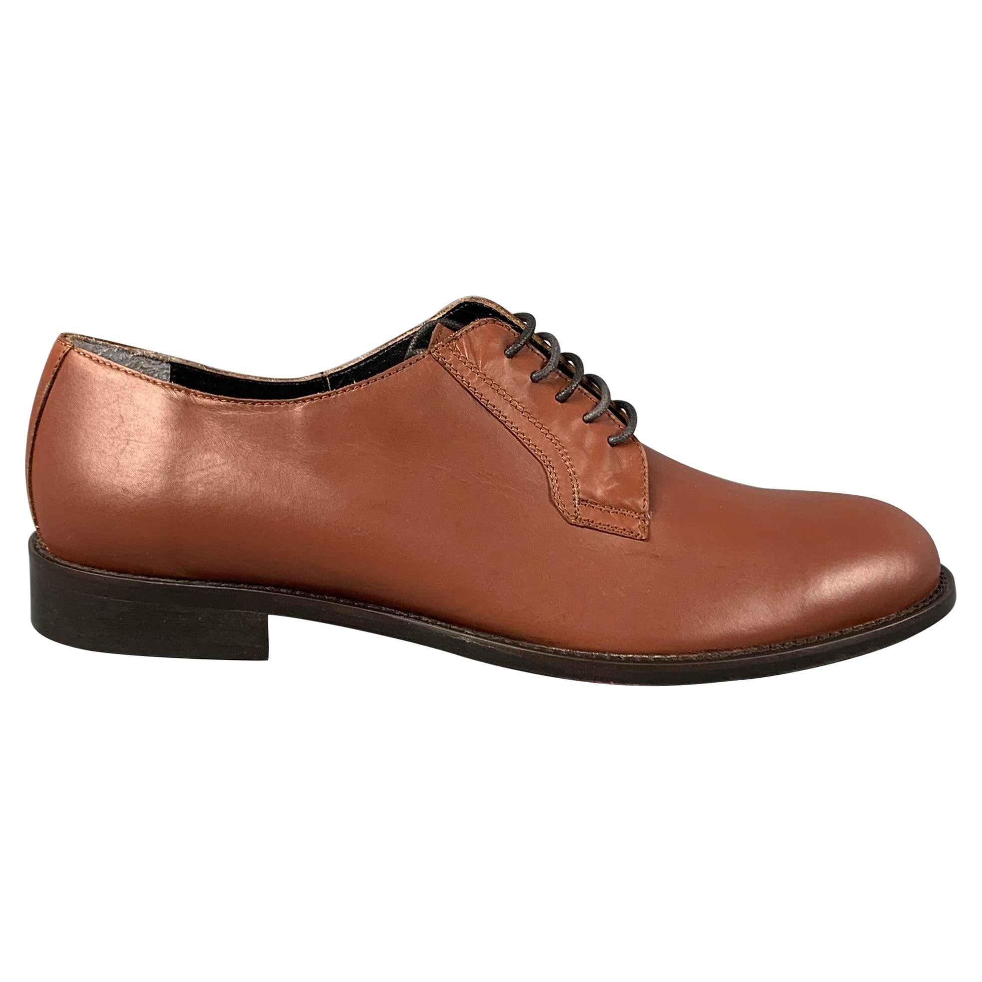 BRUNO MAGLI Size 10 Brown Leather Lace Up Shoes For Sale