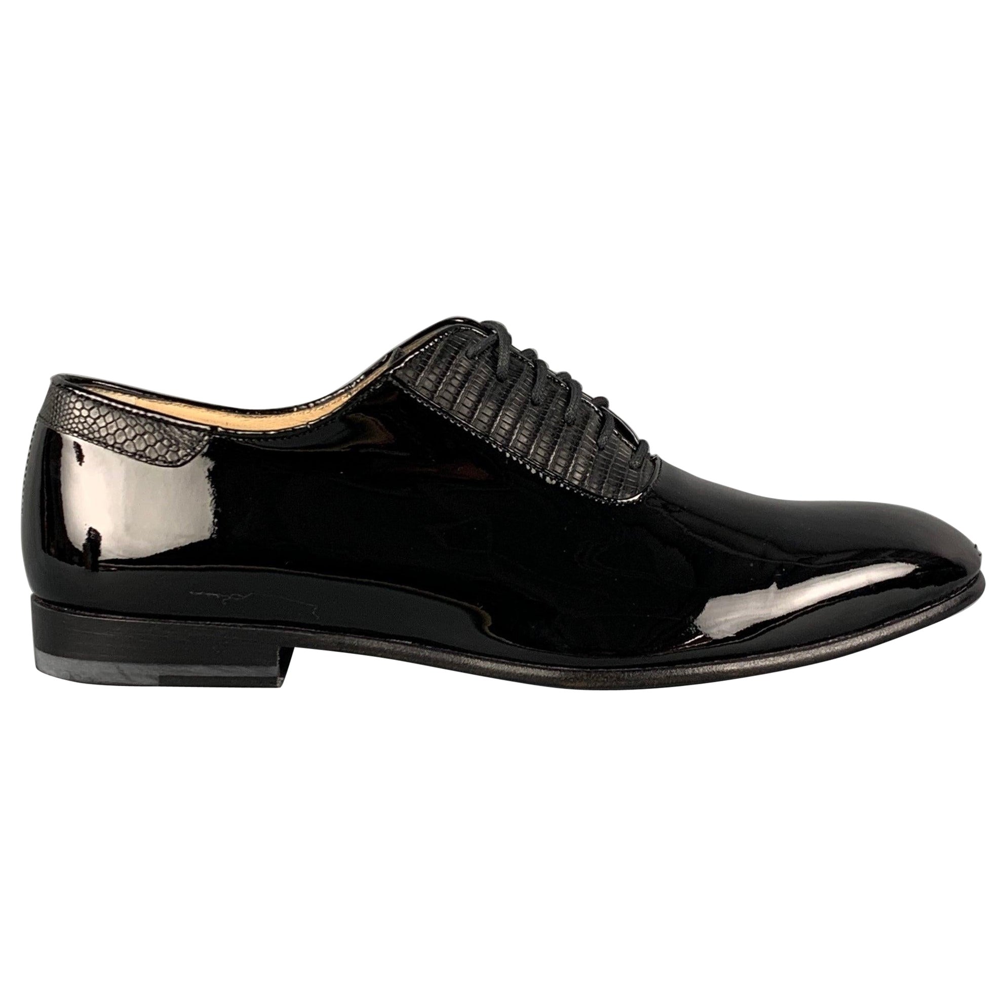 PAUL ANDREW Size 10 Black Leather Lace Up Shoes For Sale