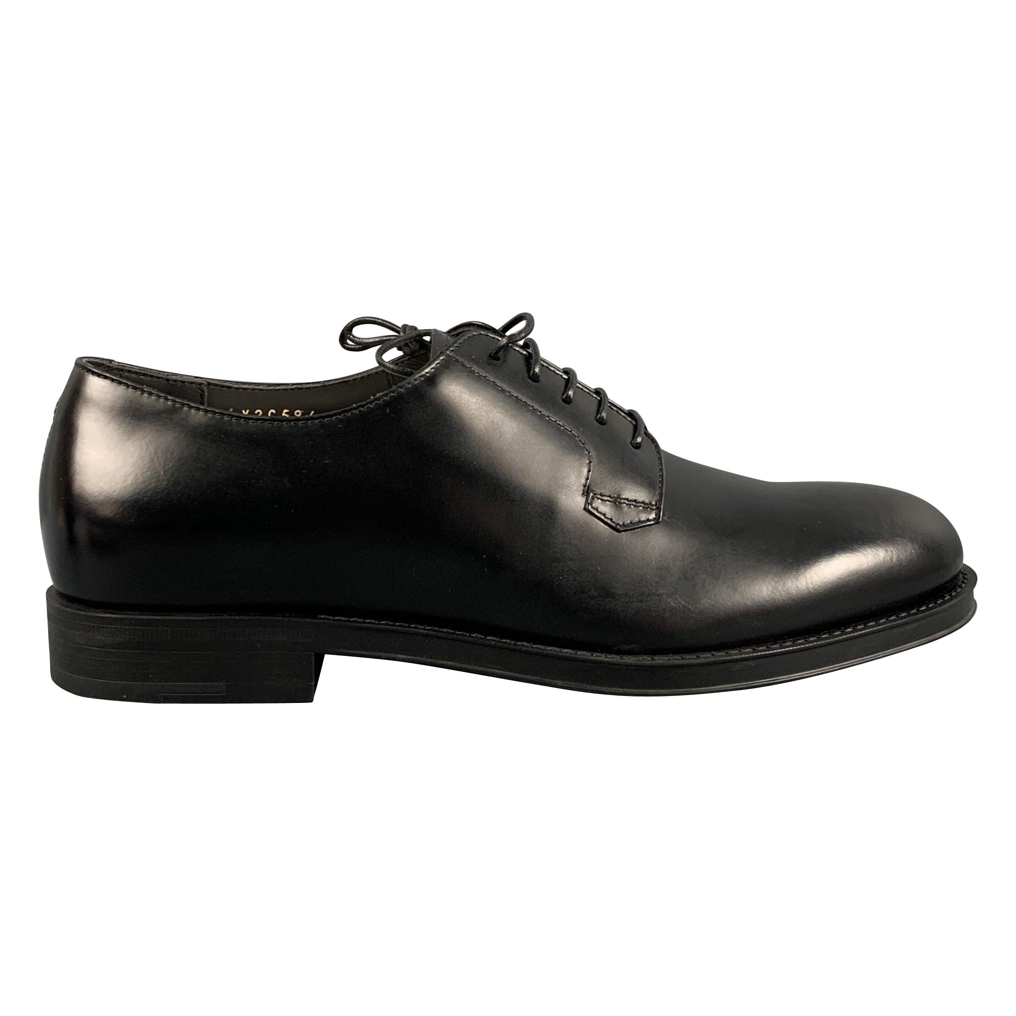 GIORGIO ARMANI Size 7 Black Leather Lace-Up Shoes For Sale