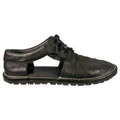 MARSELL Size 10 Black Contrast Stitch Leather Cutout Lace Up Shoes