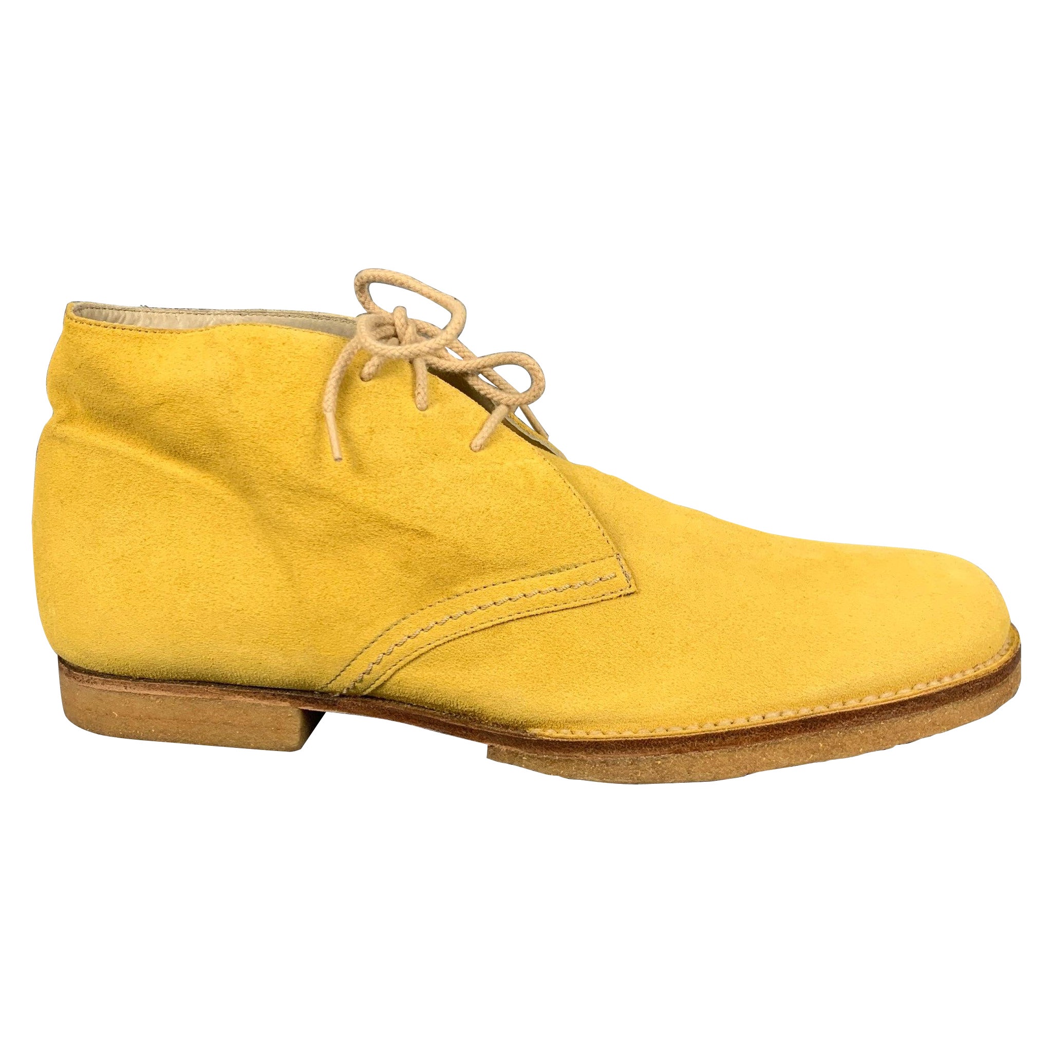 JIL SANDER Size 9 Yellow Suede Ankle Lace Up Shoes For Sale