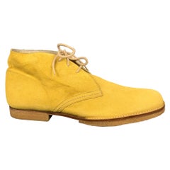 JIL SANDER Größe 9 Gelbe Wildleder-Schuhe mit Knöchelspitze