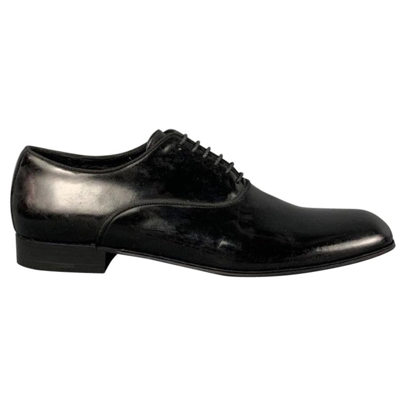 ERMENEGILDO ZEGNA Size 8.5 Black Leather Lace Up Shoes For Sale