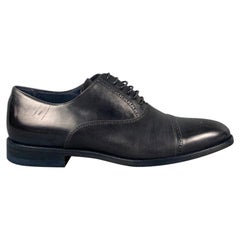 PAUL SMITH Size 9 Navy Perforated Leather Cap Toe Lace Up Shoes