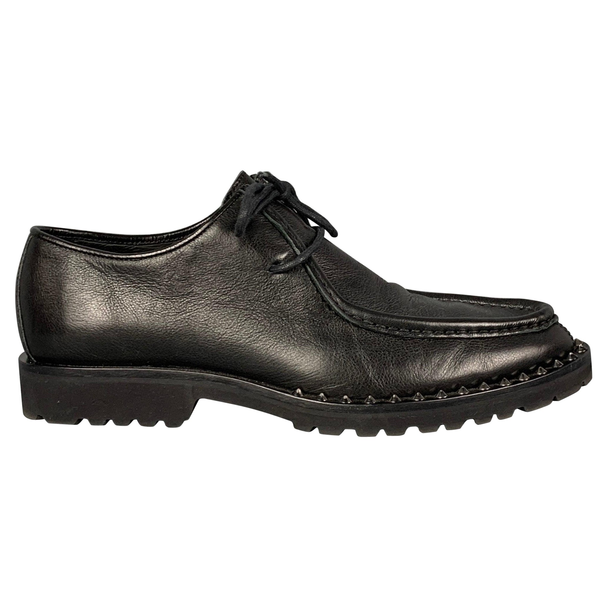 DSQUARED2 Worlds End Taille 9 Chaussures à lacets cloutées en cuir noir en vente