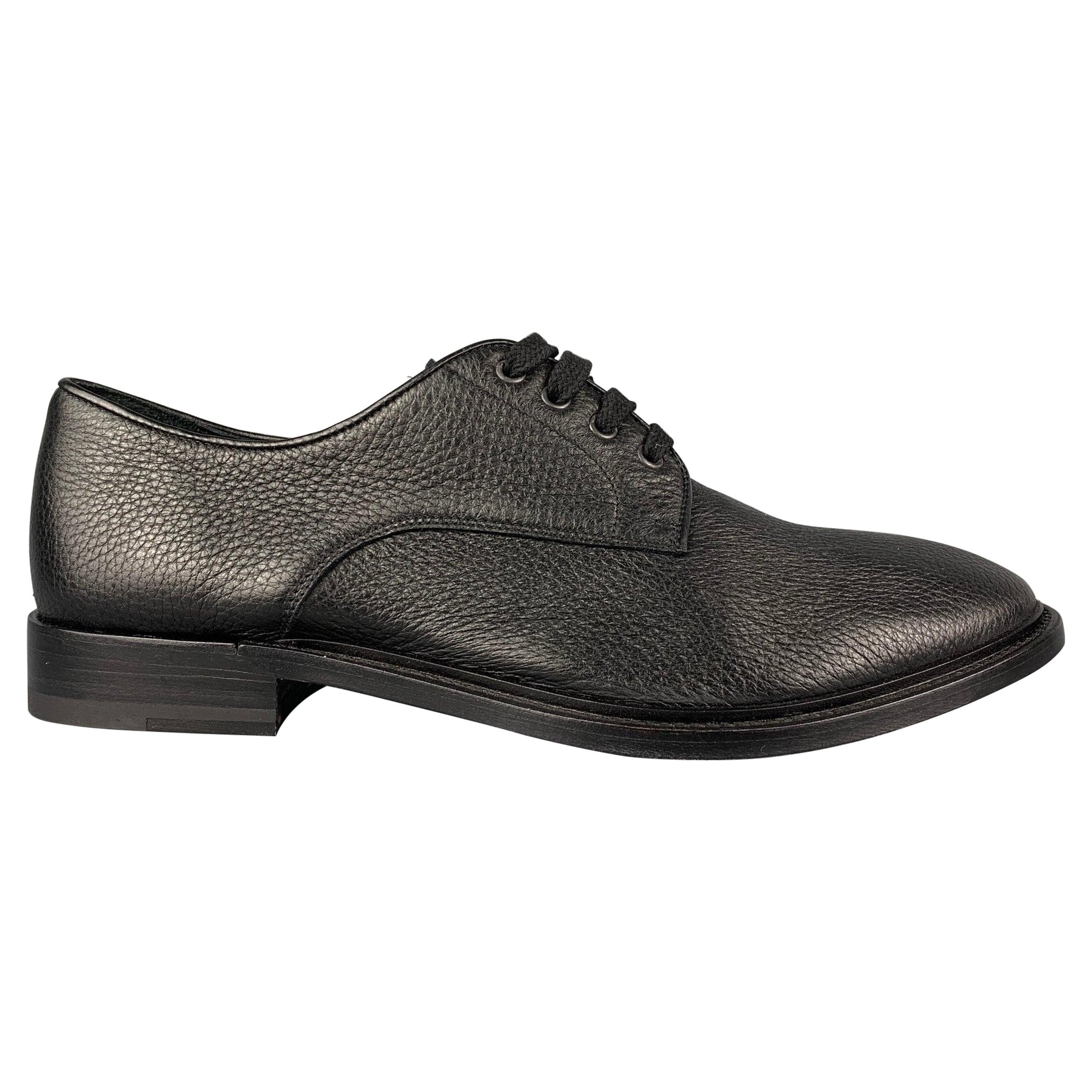 PAUL ANDREW Size 10.5 Black Leather Lace Up Shoes For Sale