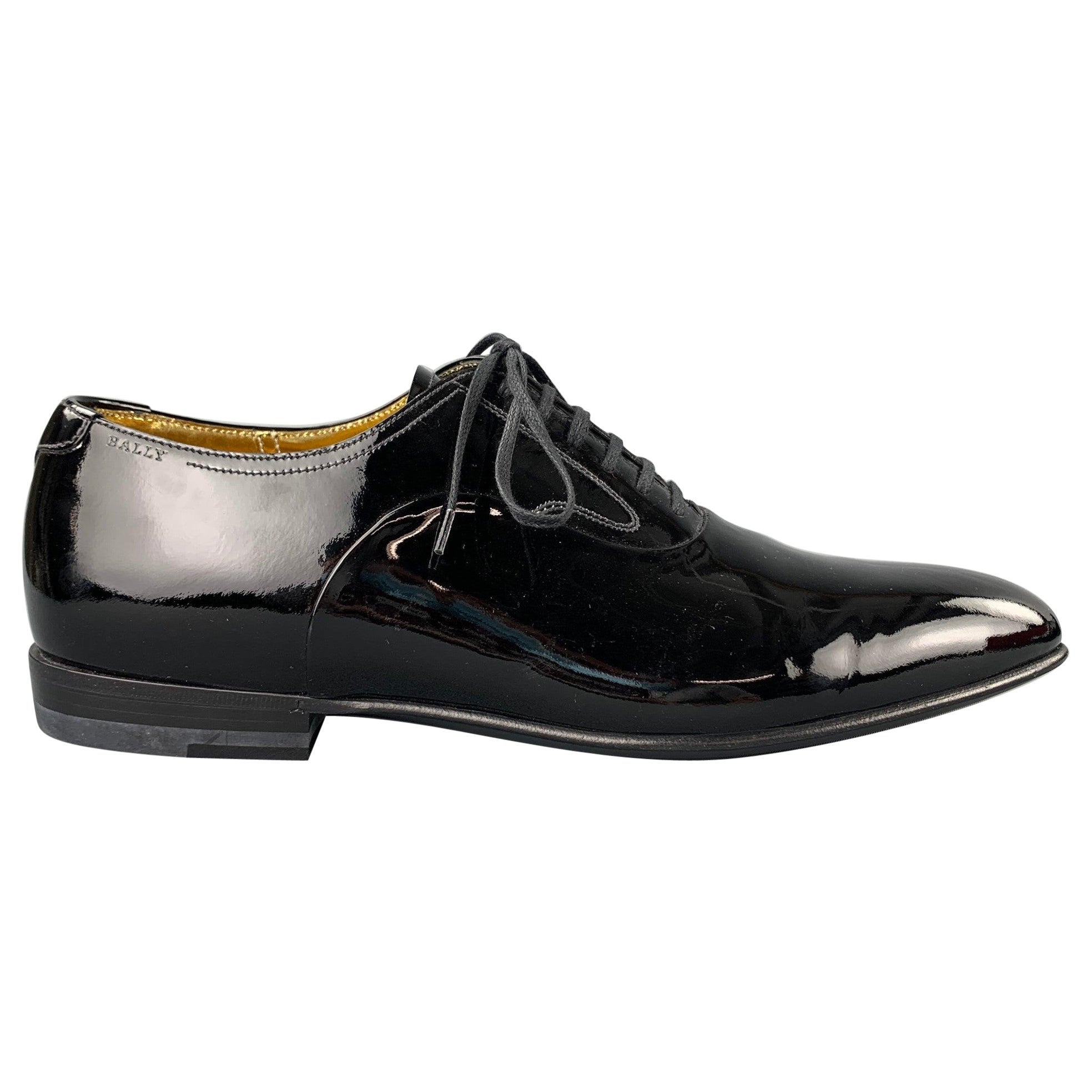 BALLY Garrett Size 8 Black Patent Leather Lace Up Shoes For Sale