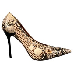 ALTUZARRA Taille 11 Beige Brown Leather Embossed Snake Skin Pumps