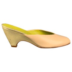 BOTTEGA VENETA Größe 7 Beige Leder Pantoletten Pumps mit Pantoletten