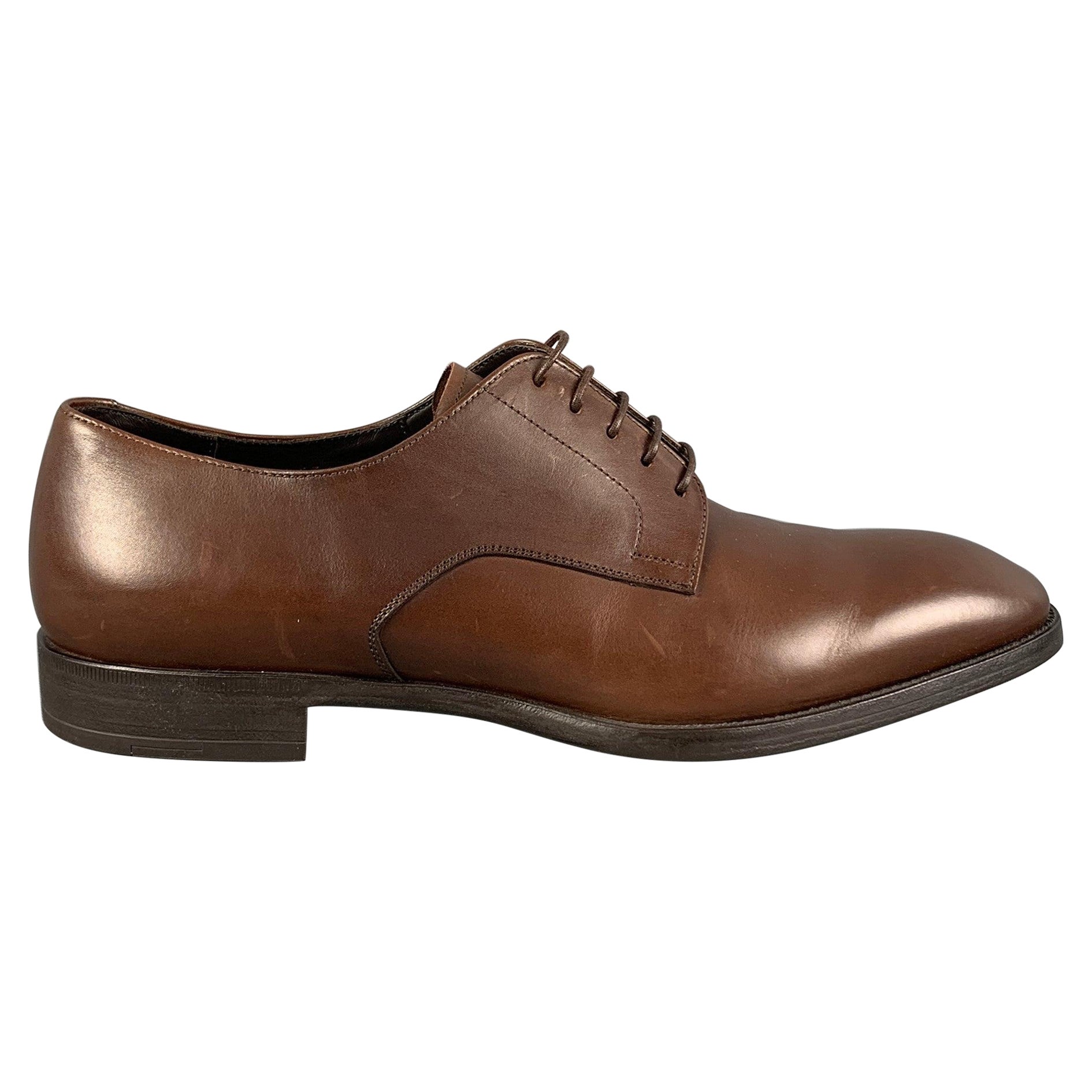 GIORGIO ARMANI Size 10 Brown Leather Lace Up Shoes For Sale