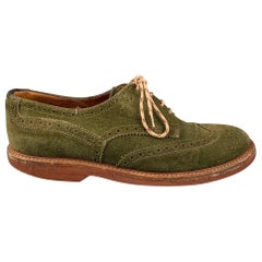 BRUNELLO CUCINELLI Size 9 Olive Suede Wingtip Lace Up Shoes