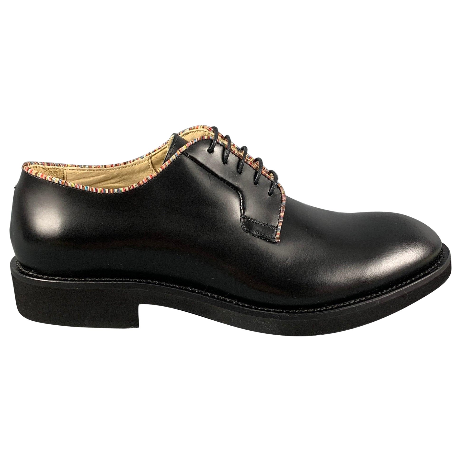 PAUL SMITH Size 11 Black Leather Lace Up Shoes For Sale