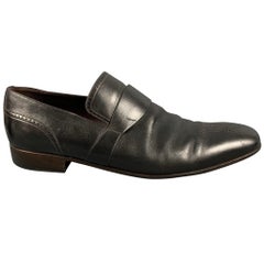 GUCCI Size 13.5 Black Perforated Leather Loafers