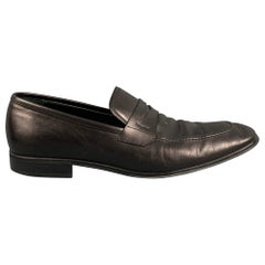 Vintage SALVATORE FERRAGAMO Size 9.5 Black Leather Penny Loafers