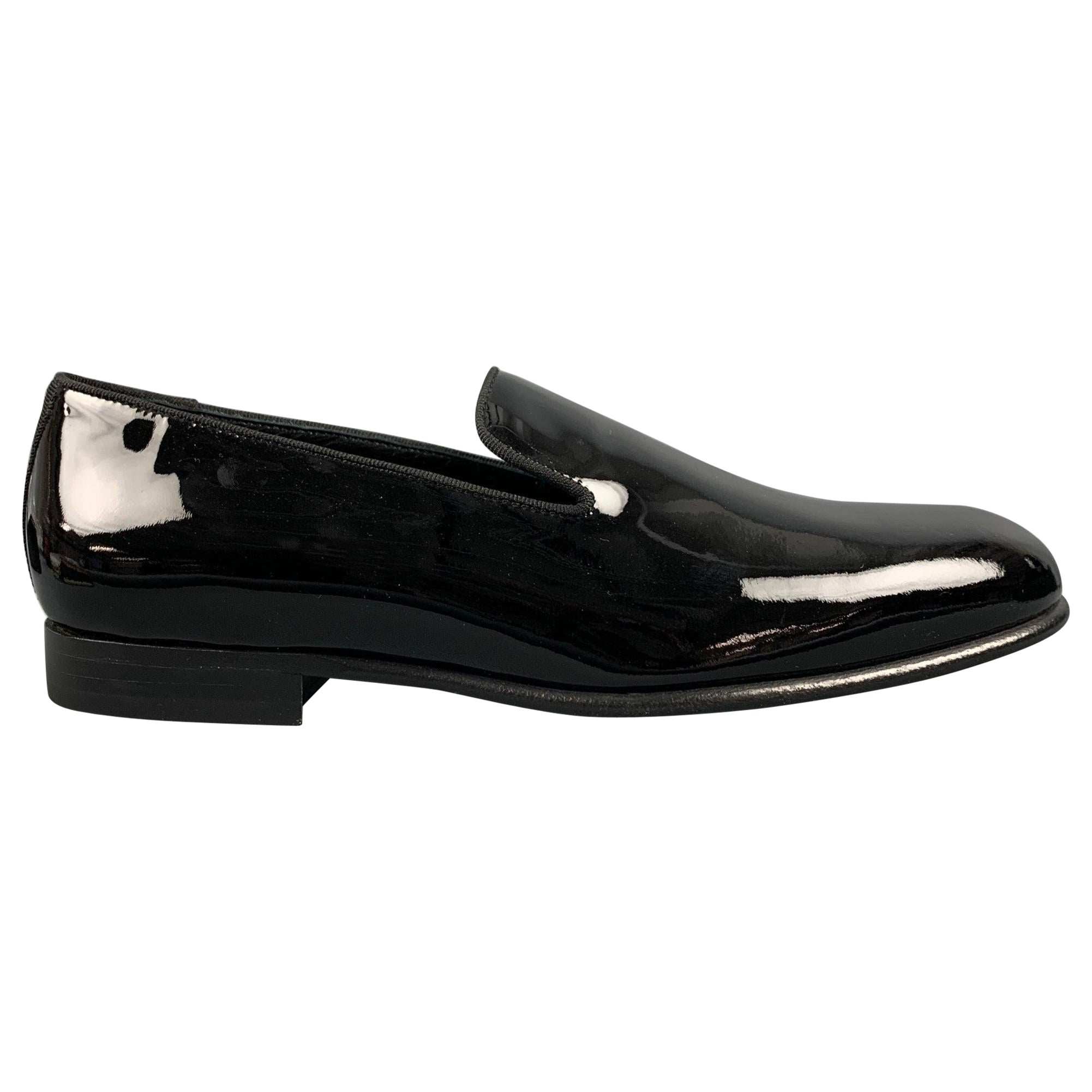 PAUL SMITH Size 7 Black Patent Leather Slip On Loafers For Sale