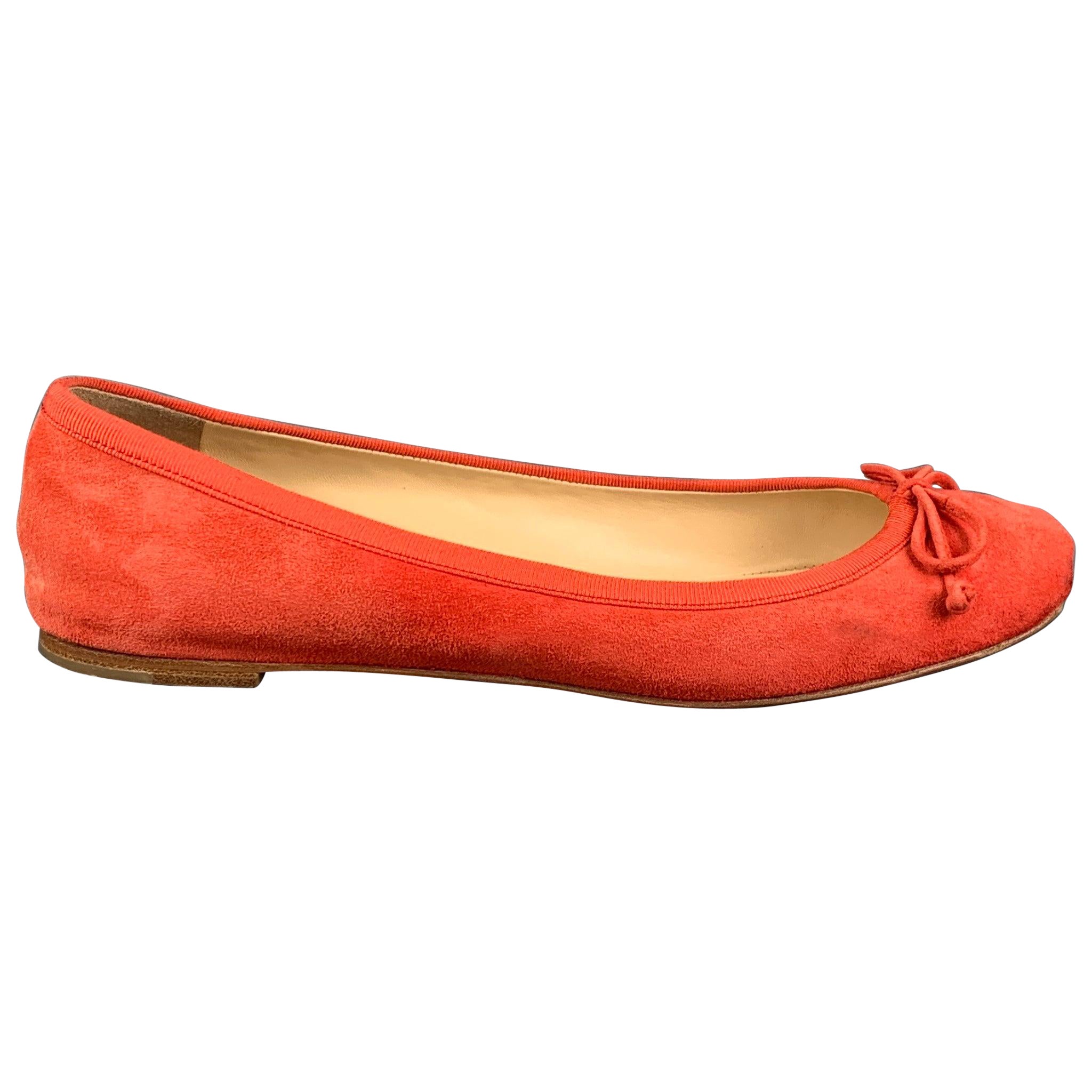CHRISTIAN LOUBOUTIN Size 6.5 Coral Suede Ballet Flats For Sale