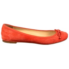 CHRISTIAN LOUBOUTIN Size 6.5 Coral Suede Ballet Flats