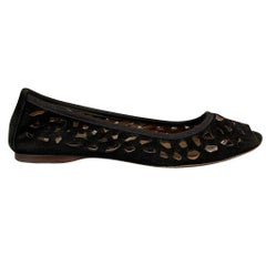 MARNI Size 6 Black Cut Out Suede Flats