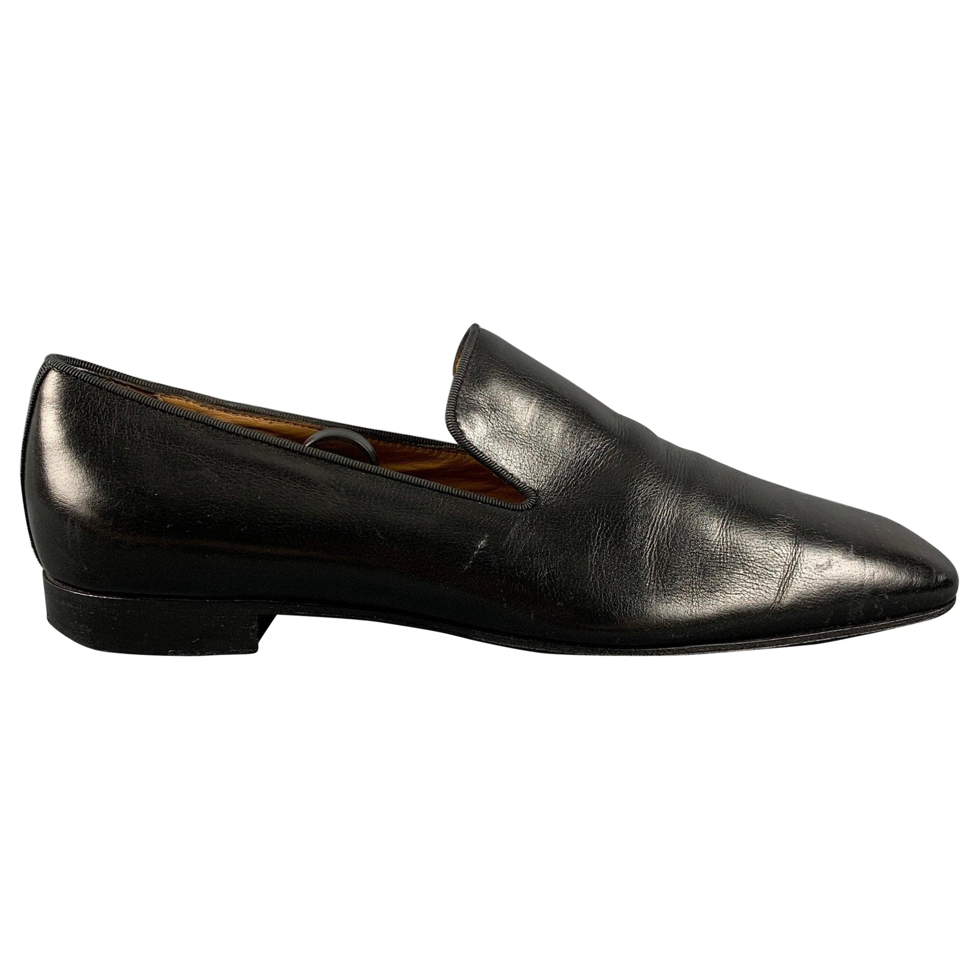 PAUL STUART Size 9.5 Black Leather Loafers For Sale