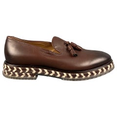 GIORGIO ARMANI Size 9.5 Brown Antique Leather Slip On Loafers