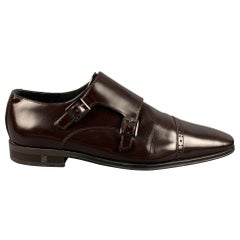 VERSACE COLLECTION Size 10 Brown Patent Leather Double Monk Strap Loafers