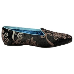 Used GUCCI by Tom Ford 2003 Size 9 Black Floral Jacquard Slippers Loafers