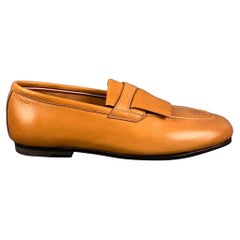 BALLY Size 7.5 Honey Leather Slip On Loafers