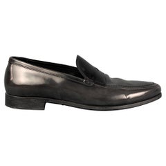 GIORGIO ARMANI Taille 11 Charcoal Black Ombre Leather Slip On Loafers