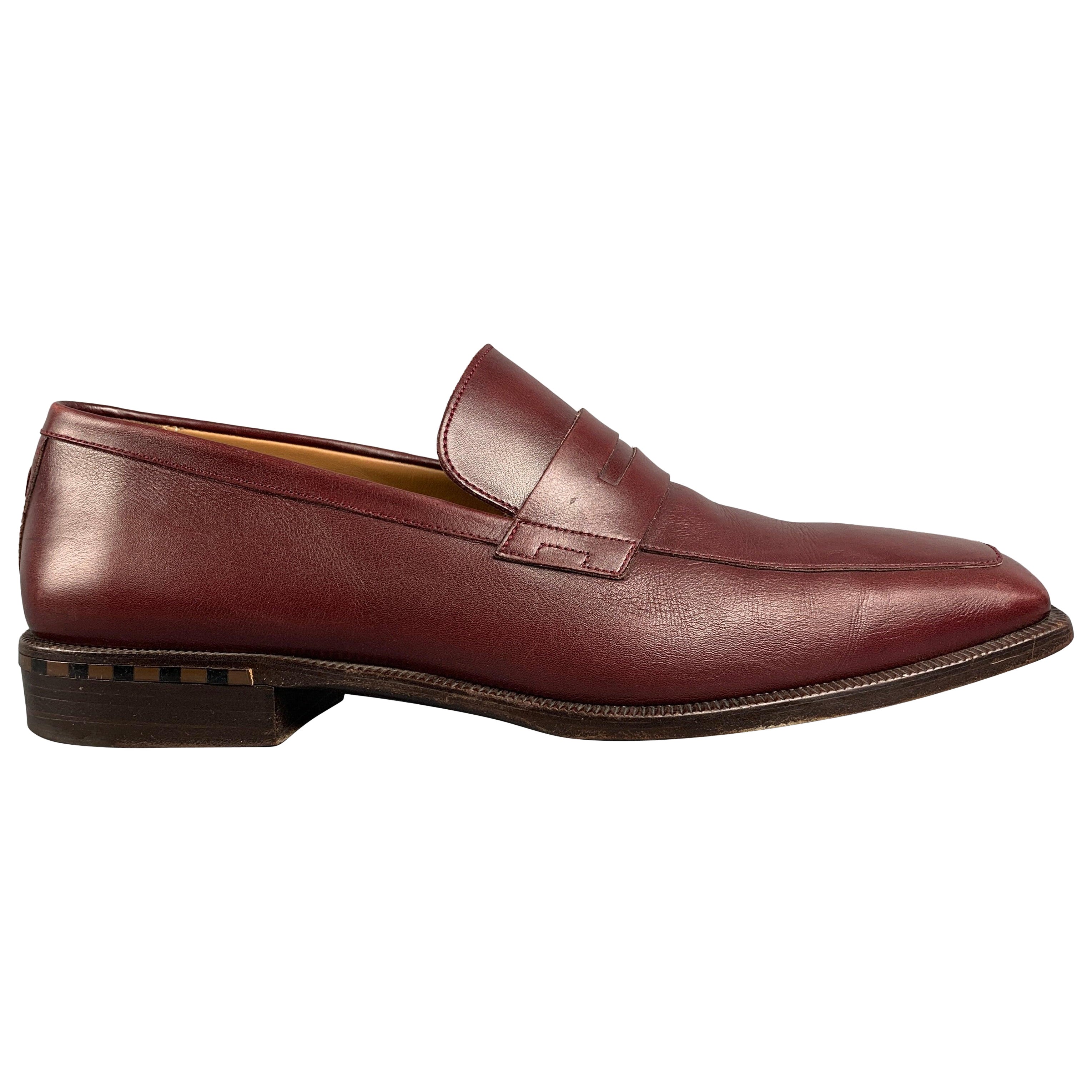 LOUIS VUITTON Size 10 Burgundy Leather Square Toe Loafers For Sale