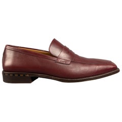 LOUIS VUITTON Taglia 10 Mocassini in pelle borgogna con punta quadrata